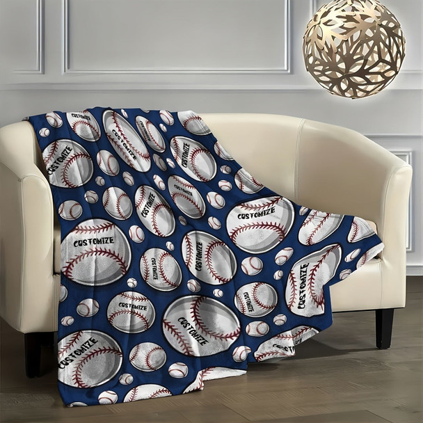 Custom Baseball Text Printed Fleece Blanket - Perfect for All Seasons