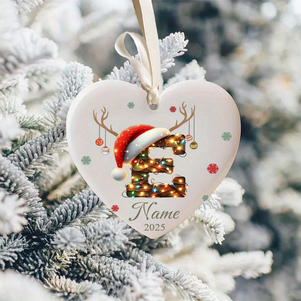 Personalized Christmas Initial Name Heart-Shaped Ornament
