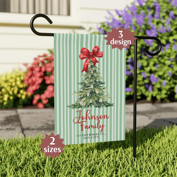 Personalized Christmas Garden Flag Custom Family Name Holiday Decor