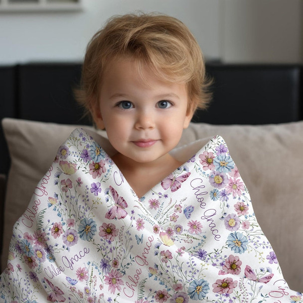 Personalized Girl Name Blanket, Custom Toddler Girl Gift