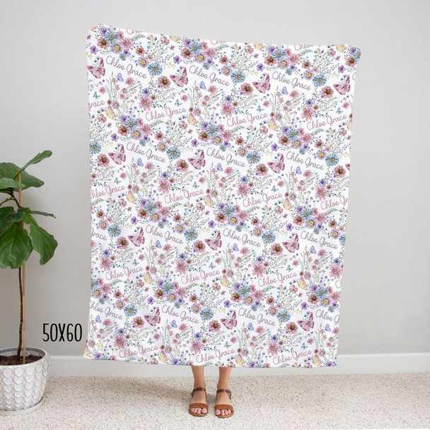 Personalized Girl Name Blanket, Custom Toddler Girl Gift