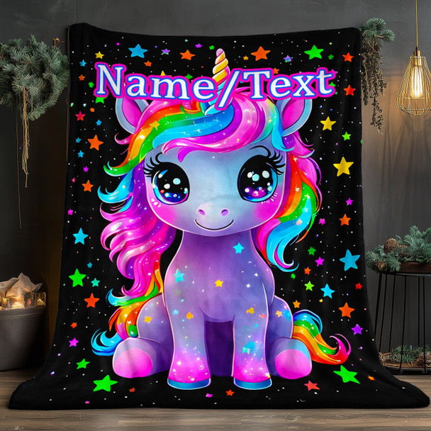 Custom Name, Cartoon Cute Unicorn, Women Like HD Print Blanket