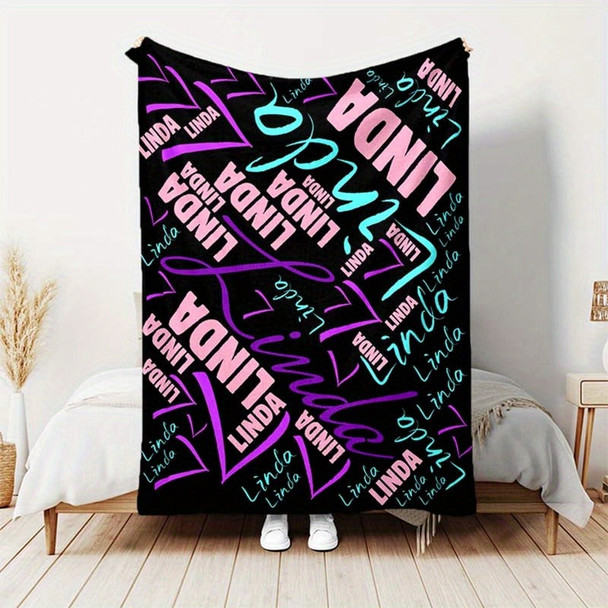 Custom Name or Text Blanket - Soft Polyester, All-Season Picnic Mat