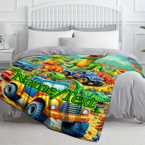 Customizable Dinosaur Park Flannel Blanket a?? Personalized Name