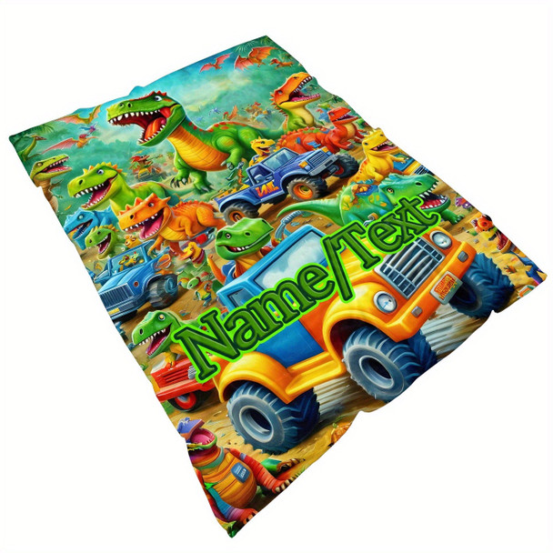 Customizable Dinosaur Park Flannel Blanket a?? Personalized Name
