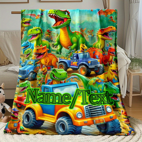 Customizable Dinosaur Park Flannel Blanket a?? Personalized Name