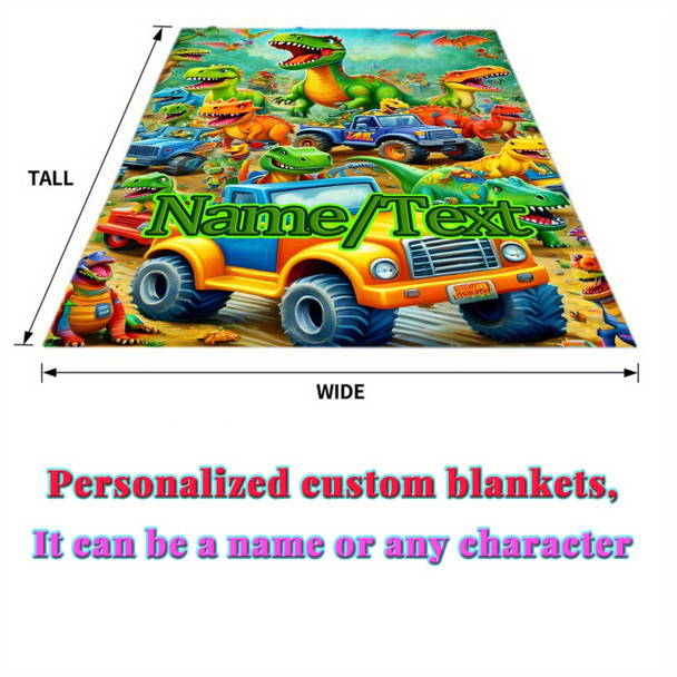 Customizable Dinosaur Park Flannel Blanket a?? Personalized Name