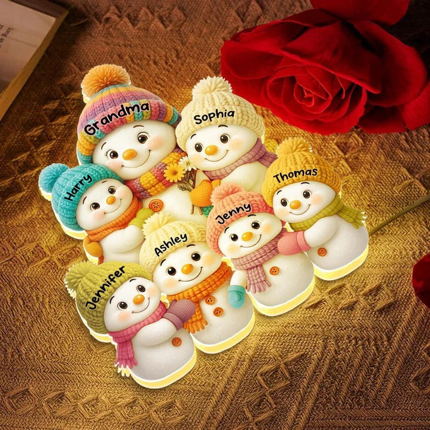 Snowman Grandma, Grandpa, Grandparents and Grandkids Personalized Light Box