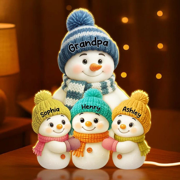 Snowman Grandma, Grandpa, Grandparents and Grandkids Personalized Light Box