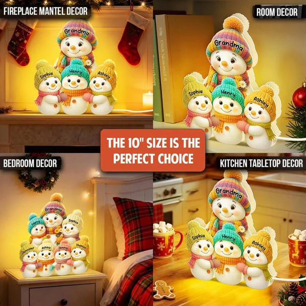 Snowman Grandma, Grandpa, Grandparents and Grandkids Personalized Light Box