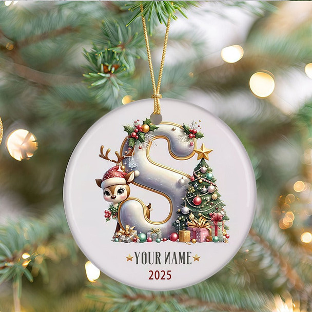 Personalized 2025 Christmas Letter  Ceramic Hanging Ornament