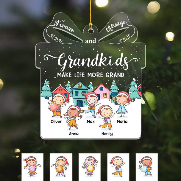 Personalized Grandkids Make Life More Grand Acrylic Ornament