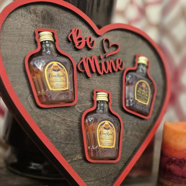 Valentines Day Gift for him, Be Mine Heart-Shaped Mini Liquor Bottle Display Tray