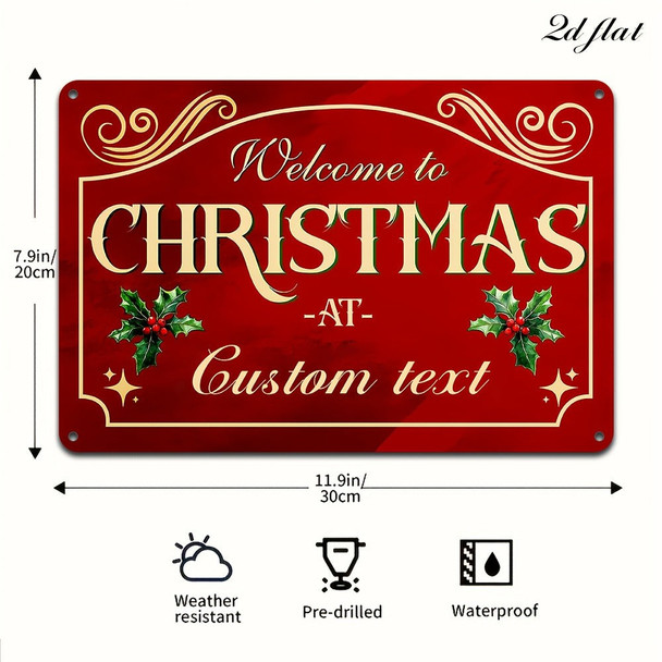 Customizable Christmas metal decorative sign, vintage country style Christmas decoration
