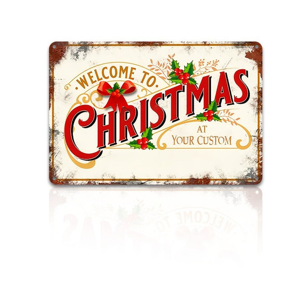 Customizable Christmas metal decorative sign, vintage country style Christmas decoration