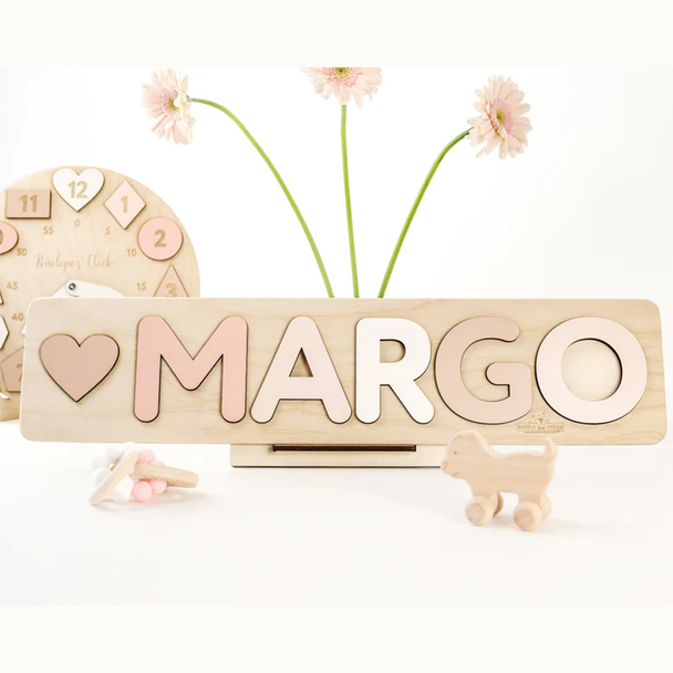 Personalized Wooden Name Clock with Shape Chrin Gift Puzzle Toys