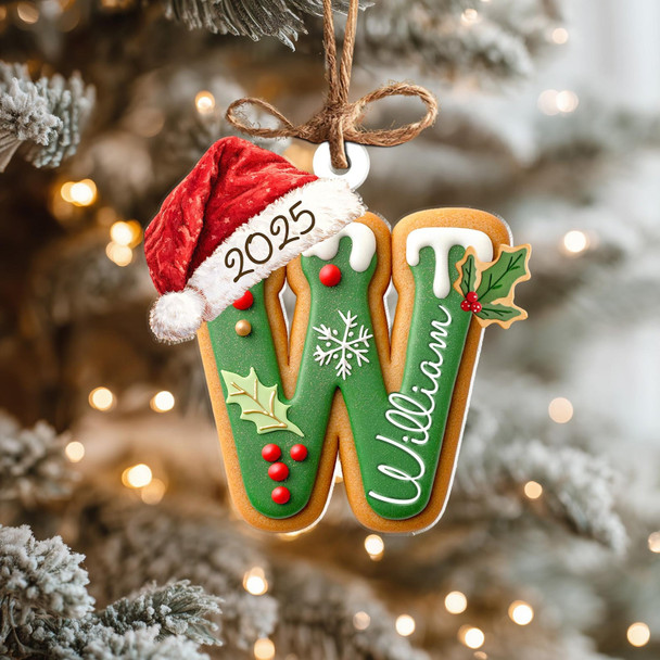 Personalized Gingerbread Letter Ornament, Custom Kids Name Ornament