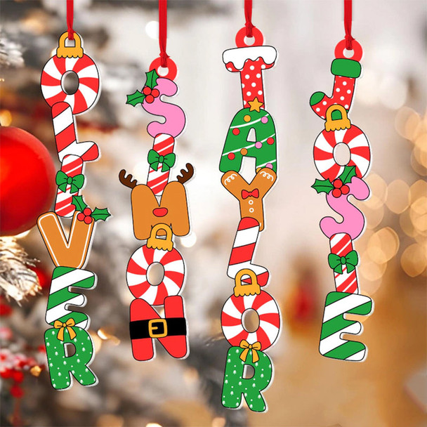 Personalized Kids Name Letter Ornament: Acrylic Christmas