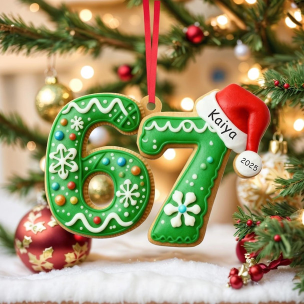 Custom Six Seven Ornament, Teen Slang Ornament, Funny Teenager Ornament