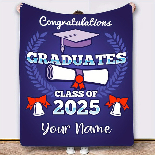 Custom Name Graduation Season 2025 Fleece Blanket Signature