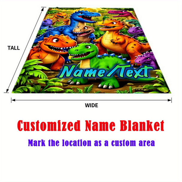 Custom Cartoon Dinosaur Family Blanket | Lightweight Flannel Home Furnishings Bedding Blanket