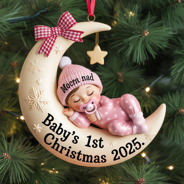 Babya??s First Christmas Ornament, Moon Acrylic Keepsake