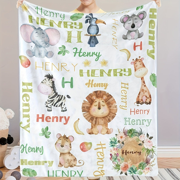 Personalized Flannel Throw Blanket with Custom Name
