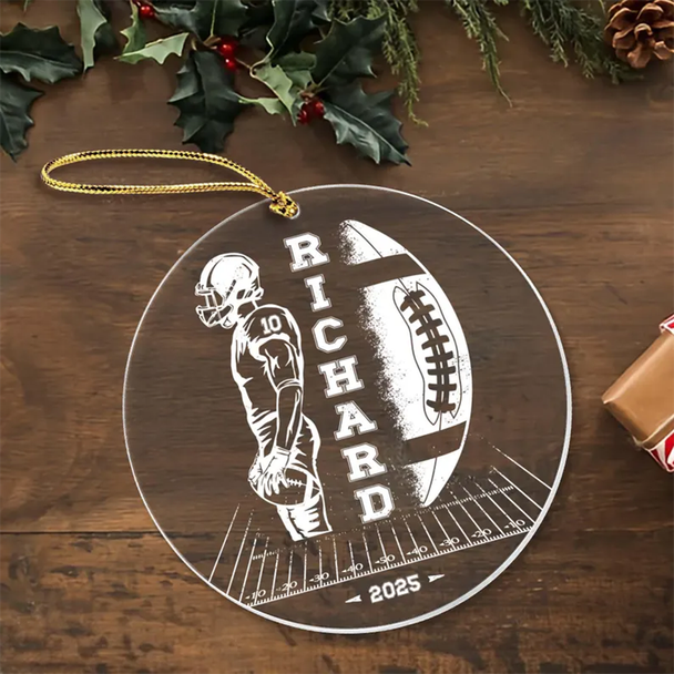Football Ornament with Name and Number, Custom Name Football