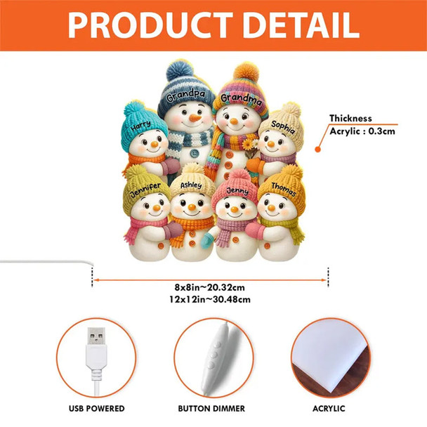 Personalized Snowman Family LED Light Box
