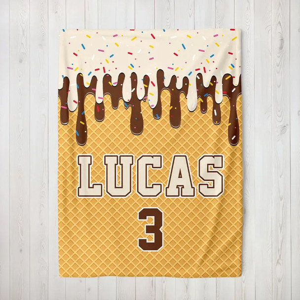 Custom Baseball Drip Plush Blanket: Personalized Kid's Birthday Gift