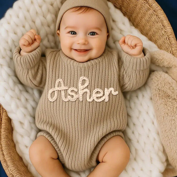 Personalized Embroidered Baby Romper, Baby Name Ruffle Romper
