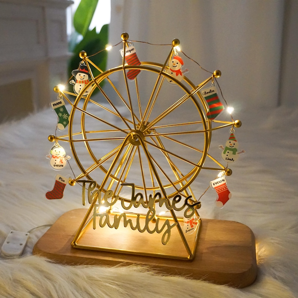Personalized family Ferris wheel, family name hanging ornament with name