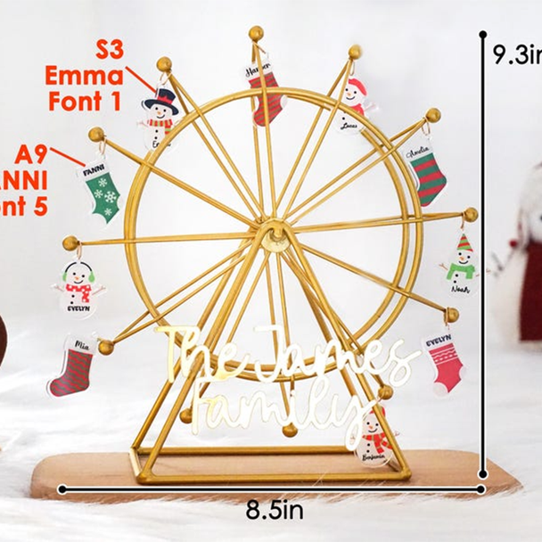 Personalized family Ferris wheel, family name hanging ornament with name