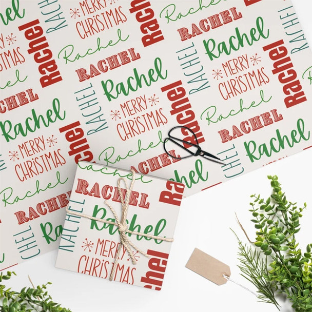 Personalized Name Christmas Wrapping Paper