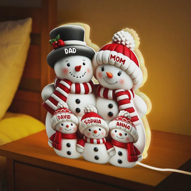 Personalized Snowman Family Christmas Light Box