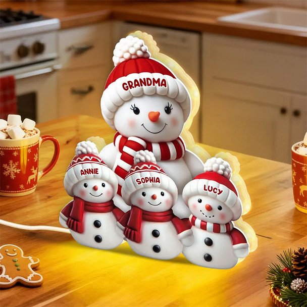 Personalized Snowman Family Christmas Light Box
