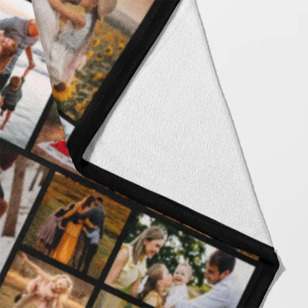 Photo Blanket Collage Picture Blanket With Text, Family Blanket
