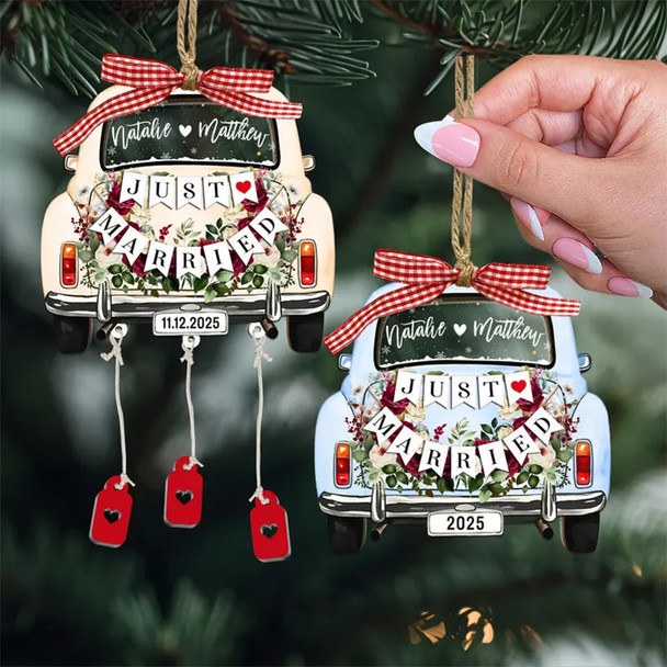 Personalized Just Married Car Ornament,