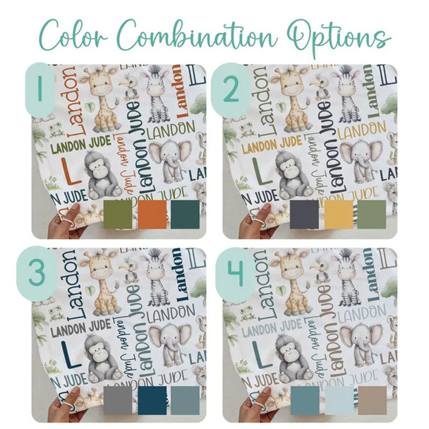 CUSTOM BABY BOY Safari Animals Baby Blanket