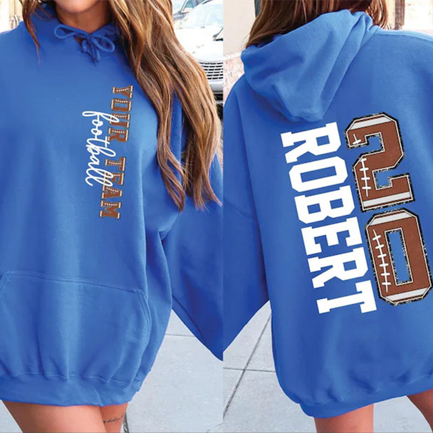 Football Mascot Name Sweatshirt With Kids Name & Number