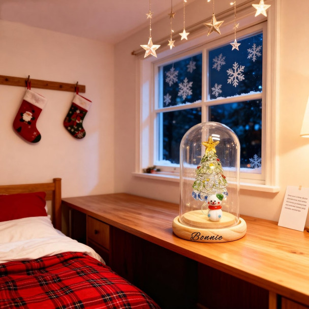 Personalized Glass Christmas Tree with LED Lights