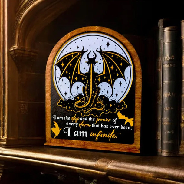 I am Infinite Fourth Wing Bookshelf Sign Wooden Shelf