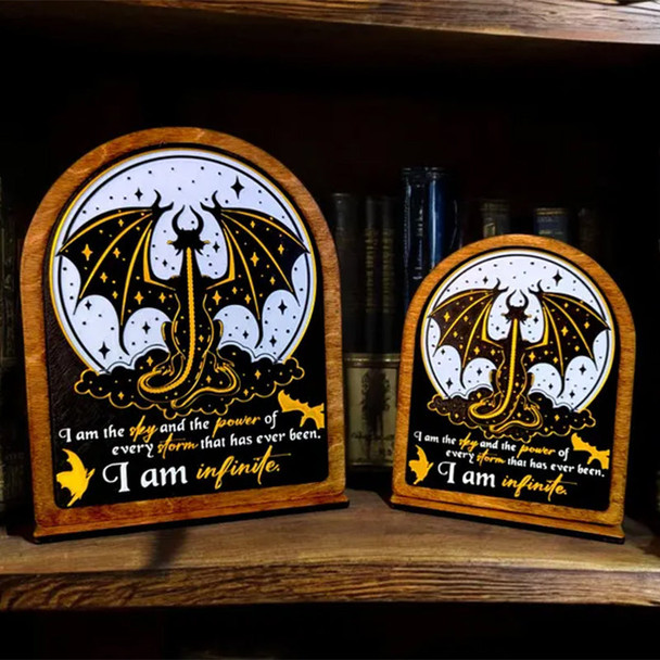 I am Infinite Fourth Wing Bookshelf Sign Wooden Shelf