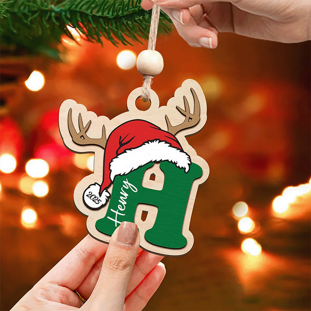 Personalized Name/Initials Christmas Reindeer & Tree Pendant