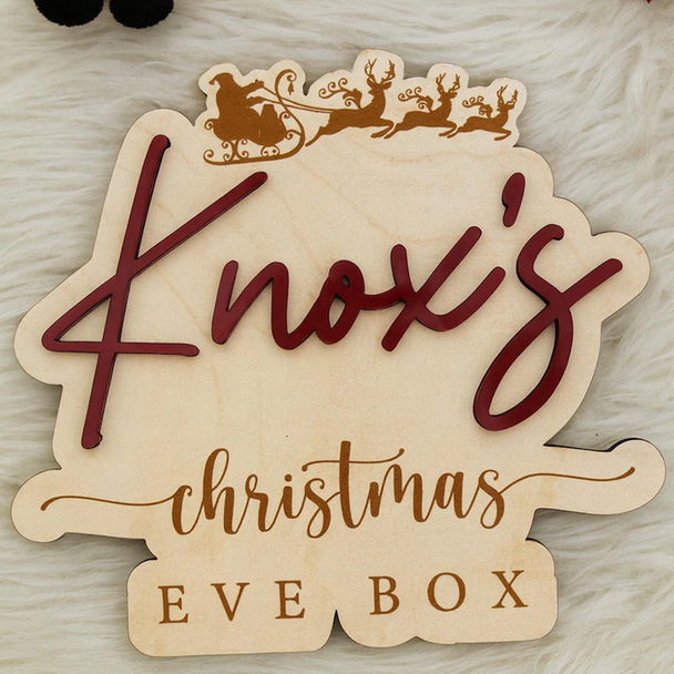 Custom Christmas Eve Box Name Sign | Personalized Wooden Plaque