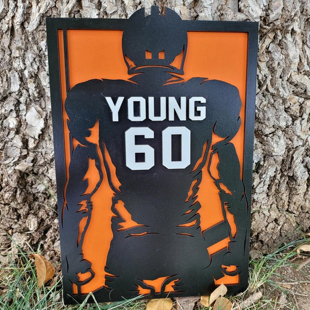 Personalized Football Player Silhouette Plaque Custom Team Graduation Gift