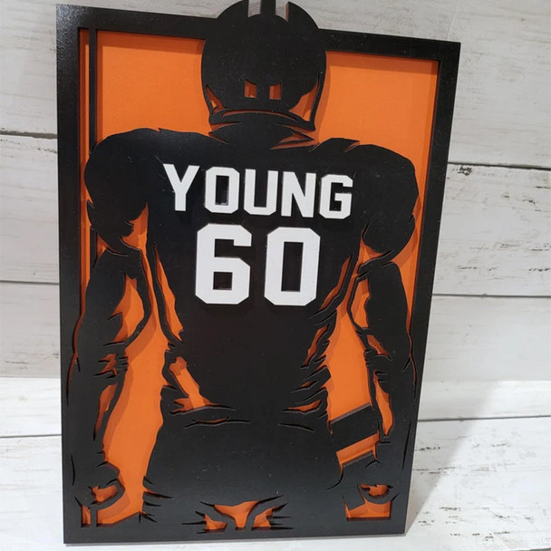 Personalized Football Player Silhouette Plaque Custom Team Graduation Gift