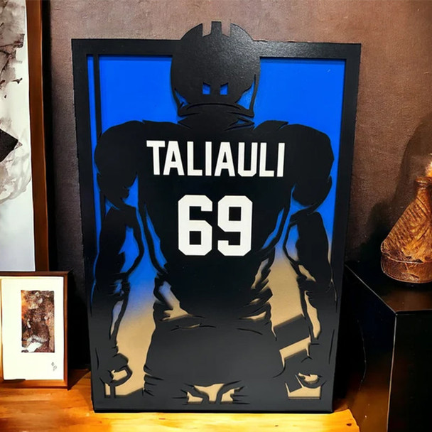 Personalized Football Player Silhouette Plaque Custom Team Graduation Gift