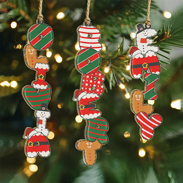 Text Christmas Gingerbread for Man & Snowman Hanging Pendant