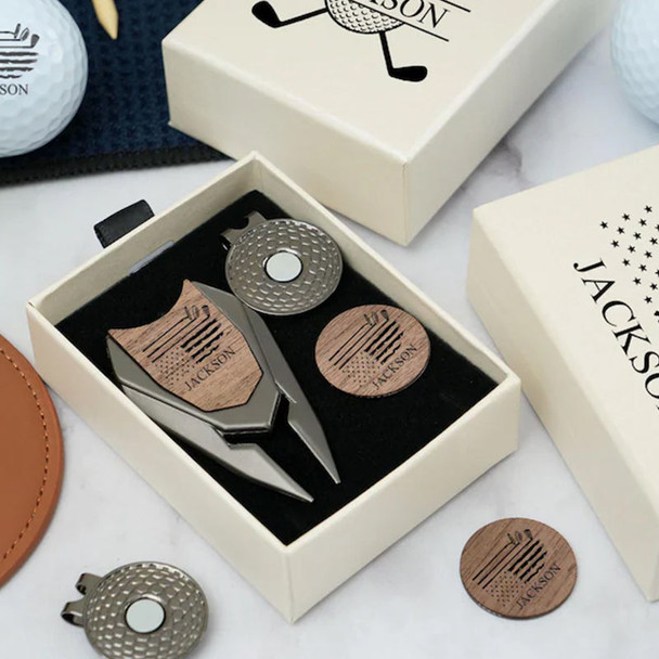 Personalized Golf Gift Set: Engraved Divot Tool & Ball Marker